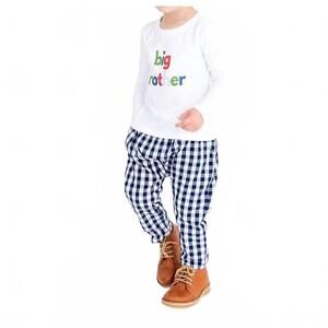 NEW LITTLE PAPER BOAT kid's clark skinny pants in navy gingham